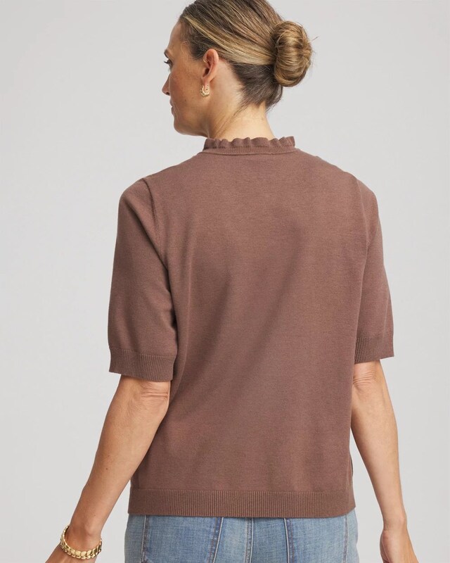 Embroidered Henley Pullover Sweater - image 3